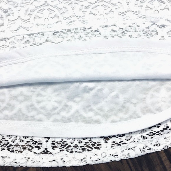 JM Collection Crochet Lace 3/4 Sleeve Keyhole Double Layered Tunic Top White  XL - Picture 10 of 10